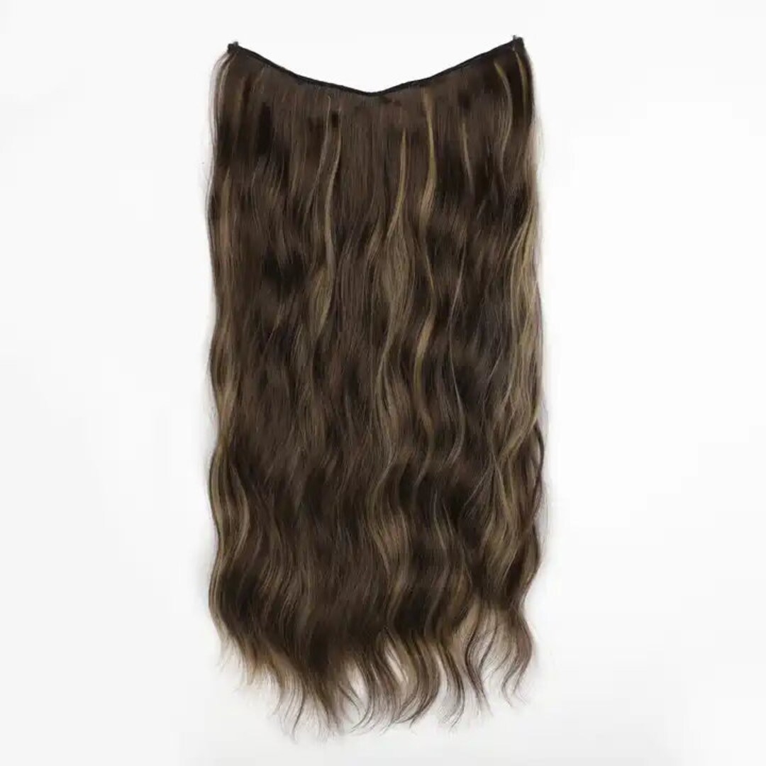 Long Wavy 20 Inch Invisible Fish Wire Hair Extensions Etsy