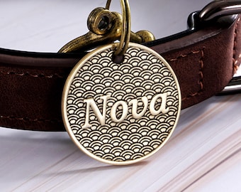 Customized Brass Pet ID Tag, Cute Dog Tag, Custom Pet Tags, Dog Name Tags, Dog Collar Tag, Puppy Dog Tag, Cat ID Tag, Double Side Collar Tag