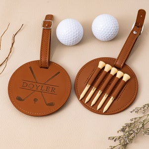 Sac de balles de golf personnalisé, tees de golf avec nom, pochette élégante pour balles de golf, support pour tees gravé, sac de voyage de golf en cuir, excellents cadeaux de golf