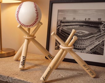 Custom Baseball Display Holder, Engraved Mini Bat Display, Sports Decor Gift, Gift for Dad, Retirement Gift, Team Player Gift,Christmas Gift