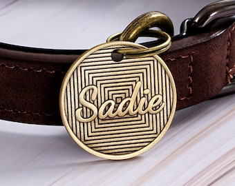 Custom Pet ID Tag, Brass Dog Tag, Engraved Cat Name Tag, Round Cat Tag, Dog ID Tag Gift, Cat Collar Tag, Personalized Dog Tag, Dog Name Tag