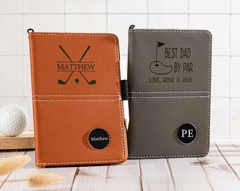 Custom Yardage Book Cover, Handmade Golf Scorecard Holder with Magnetic Marker, Groomsman Gift, Father's Day Gift, Custom Golf Ball Marker