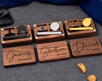 Personalisierte Manschettenknöpfe Groomsmen Geschenke Metall Manschettenknöpfe mit Holzbox Hochzeitstag Manschettenknöpfe Geschenk Junggesellenabschied Geschenk für Ehemann