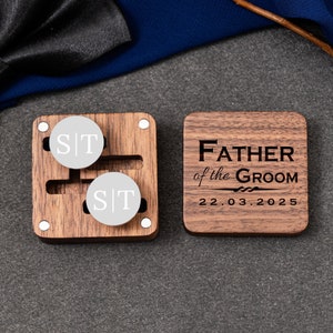 Personalisierte Manschettenknöpfe Groomsmen Geschenke Metall Manschettenknöpfe mit Holzbox Hochzeitstag Manschettenknöpfe Geschenk Junggesellenabschied Geschenk für Ehemann Bild 5