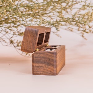 Personalized Wedding Ring Box, Wide Wood Double Ring Box, Ring Bearer Box, Slim Unique Ring Holder, Ring Box Proposal, Modern Rustic Wedding image 4