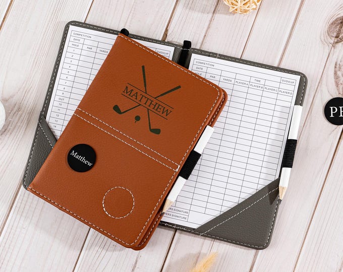 Engraved Golf Scorecard Holder with Custom Ball Marker, Golf Gift for Husband, Yardage Book Cover, Personalized Golf Gift, Golf Accessories