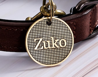 Dog Name Tag, Brass Dog ID Tag, Personalized Gift for Pets, Engraved Dog Tag, Custom Cat Tag, New Puppy Gift, Engraved Pet Tag, Pet Name Tag
