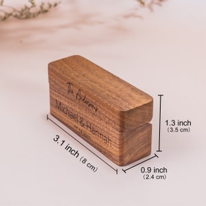 Coffret pour alliances personnalisé, Coffret pour bagues double en bois large, Coffret pour porte-alliances, Porte-bagues unique fin, Proposition de coffret pour bagues, Mariage rustique moderne image 7