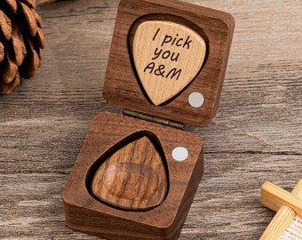 Benutzerdefinierte Holz Plektrum mit Koffer, Weihnachtsgeschenk Geschenke für Papa, Jahrestagsgeschenk für Ehemann, Geburtstagsgeschenke für Freund, Valentinstag