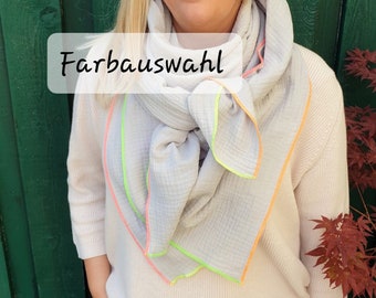 Farbauswahl XXL Musselintuch Damen Babytuch Kinder Mädchen Jugendiche Bio einfarbig Halstuch Dreieckstuch Neon plus gratis Geschenk dazu