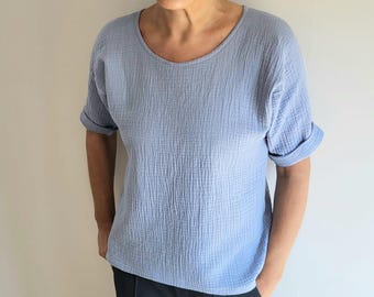 Farbauswahl - Gr.XS - XXXXL - Gr.34 - Gr.50 - Modell Romy - blouse - women - Musselinbluse Bluse - Musselin -  Damen - Musselinshirt