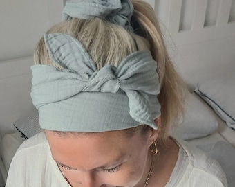 Bandeau cheveux, coloris au choix, mousseline, taille unique, à nouer soi-même, pour toutes les tailles de tête, plus cadeau offert