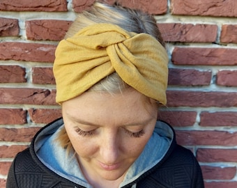 Haarband mit Draht, Musselin,Onesize,zum selber binden, senfgelb Glitzer, für alle Kopfgrößen, plus gratis Geschenk