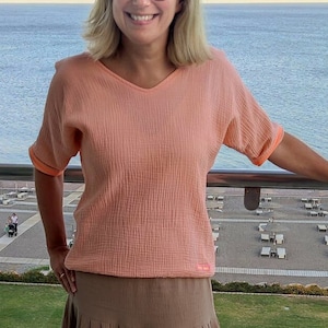 Farbauswahl - Gr.XS - XXXXL - Gr.34 - Gr.50 - Modell Romy - blouse - women - Musselinbluse Bluse - Musselin -  Damen - Musselinshirt