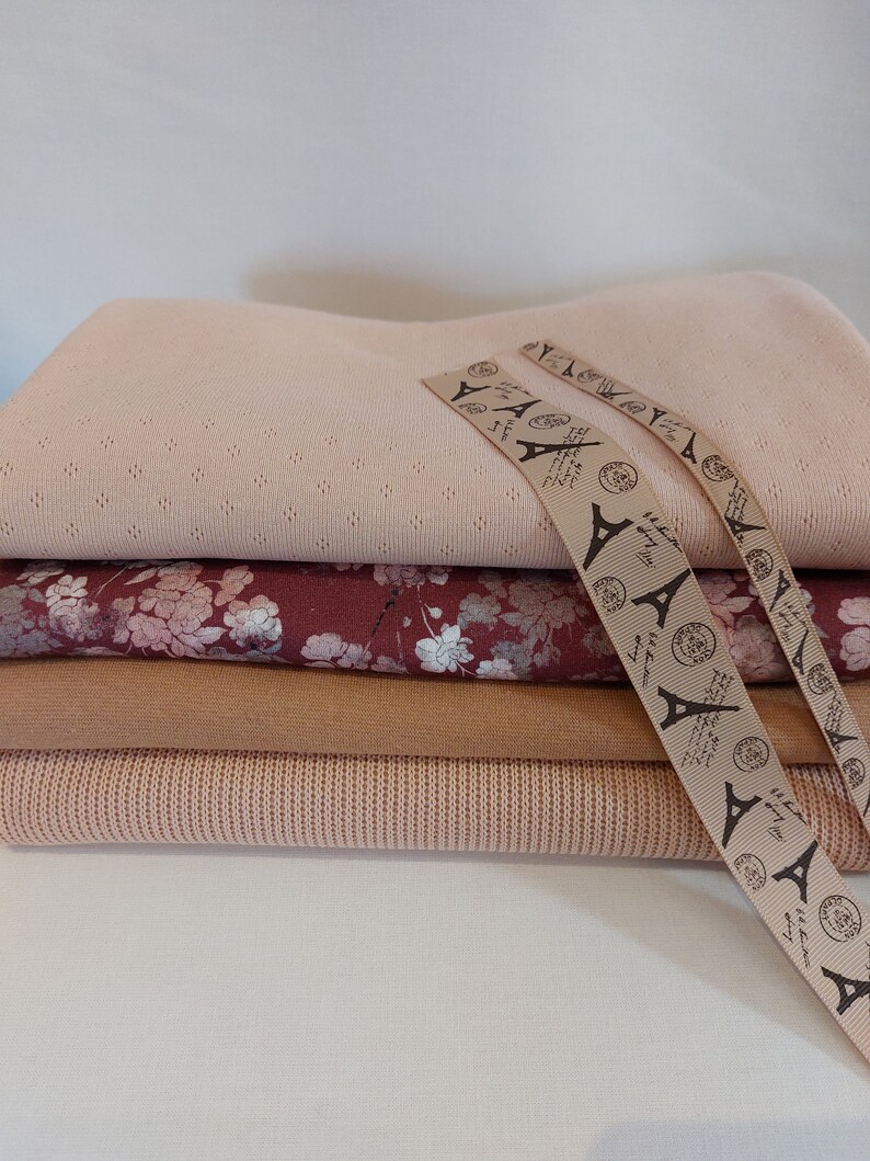 Fabric package jersey sweat fabrics DIY sewing package nature rose berry children's fabrics plus free gift image 5