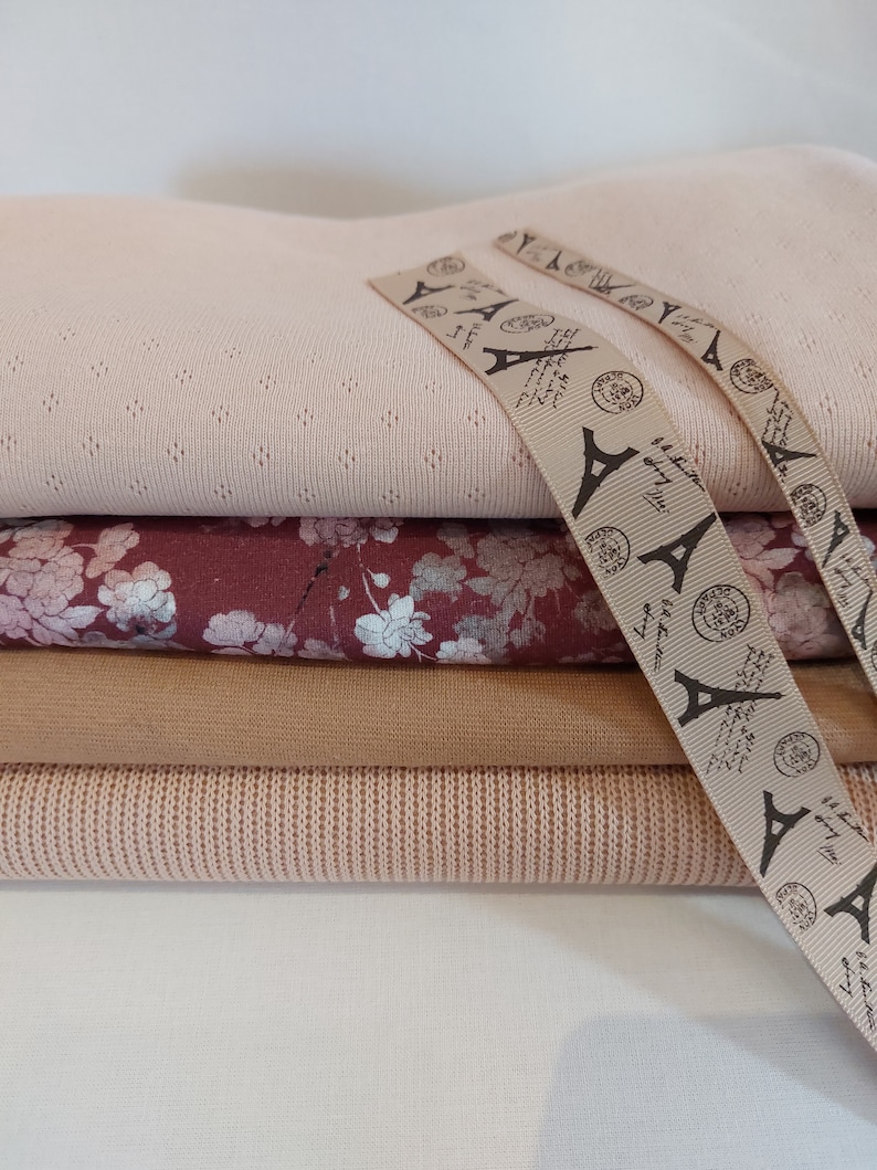 Fabric package jersey sweat fabrics DIY sewing package nature rose berry children's fabrics plus free gift image 4