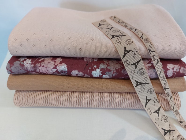 Fabric package jersey sweat fabrics DIY sewing package nature rose berry children's fabrics plus free gift image 3