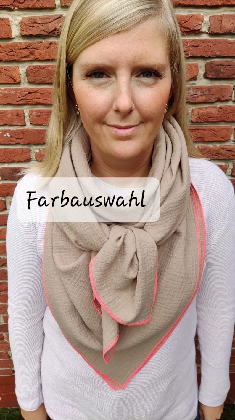 Farbauswahl vom Stoff Neonnaht in Pink XXL Musselintuch Damen Halstuch Dreieckstuch plus gratis Geschenk dazu Bild 1