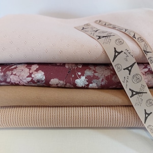 Fabric package jersey sweat fabrics DIY sewing package nature rose berry children's fabrics plus free gift image 1