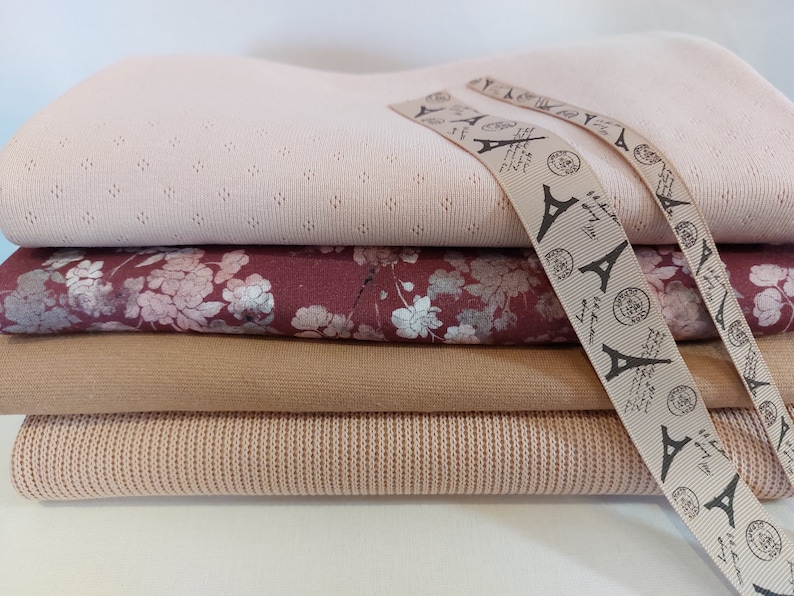 Fabric package jersey sweat fabrics DIY sewing package nature rose berry children's fabrics plus free gift image 1