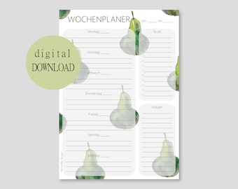 Weekly planner printable template watercolor | Weekly planner PDF | Daily planner to print | Weekly planner printable | A4 | Digital print planner
