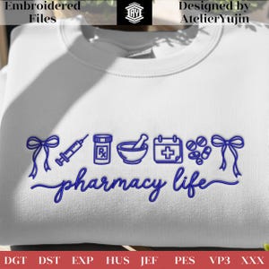 Pharmacy Life Embroidery Design, Pharmacist Embroidery, Medical RX Pills Nurse Tech Machine Embroidery File