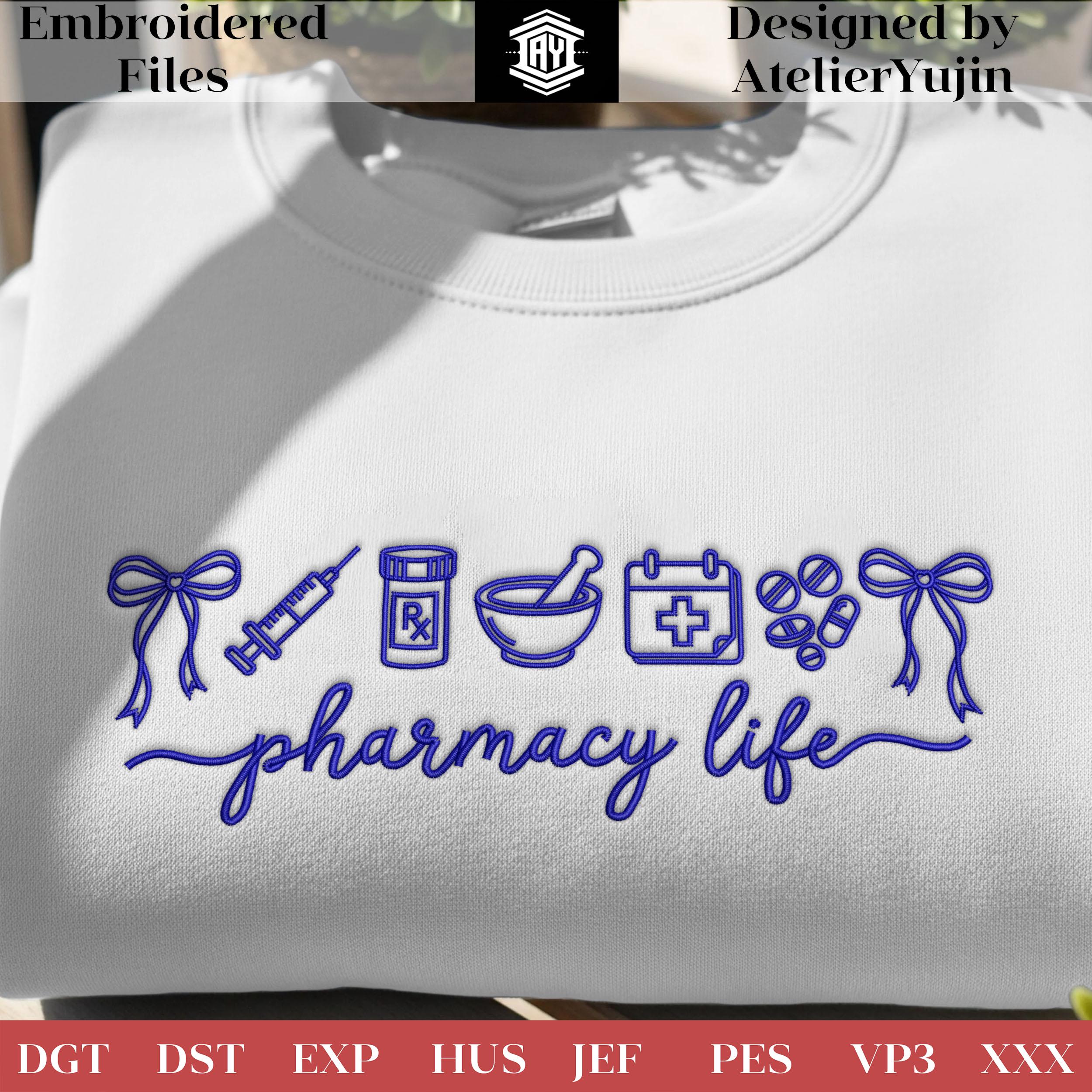 Pharmacy Life Embroidery Design, Pharmacist Embroidery, Medical RX ...