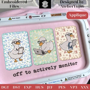 Off to Actively Monitor Goose Embroidery Design, Nurse Goose Applique, Funny Nurse Embroidery File, Medical Goose Machine Embroidery