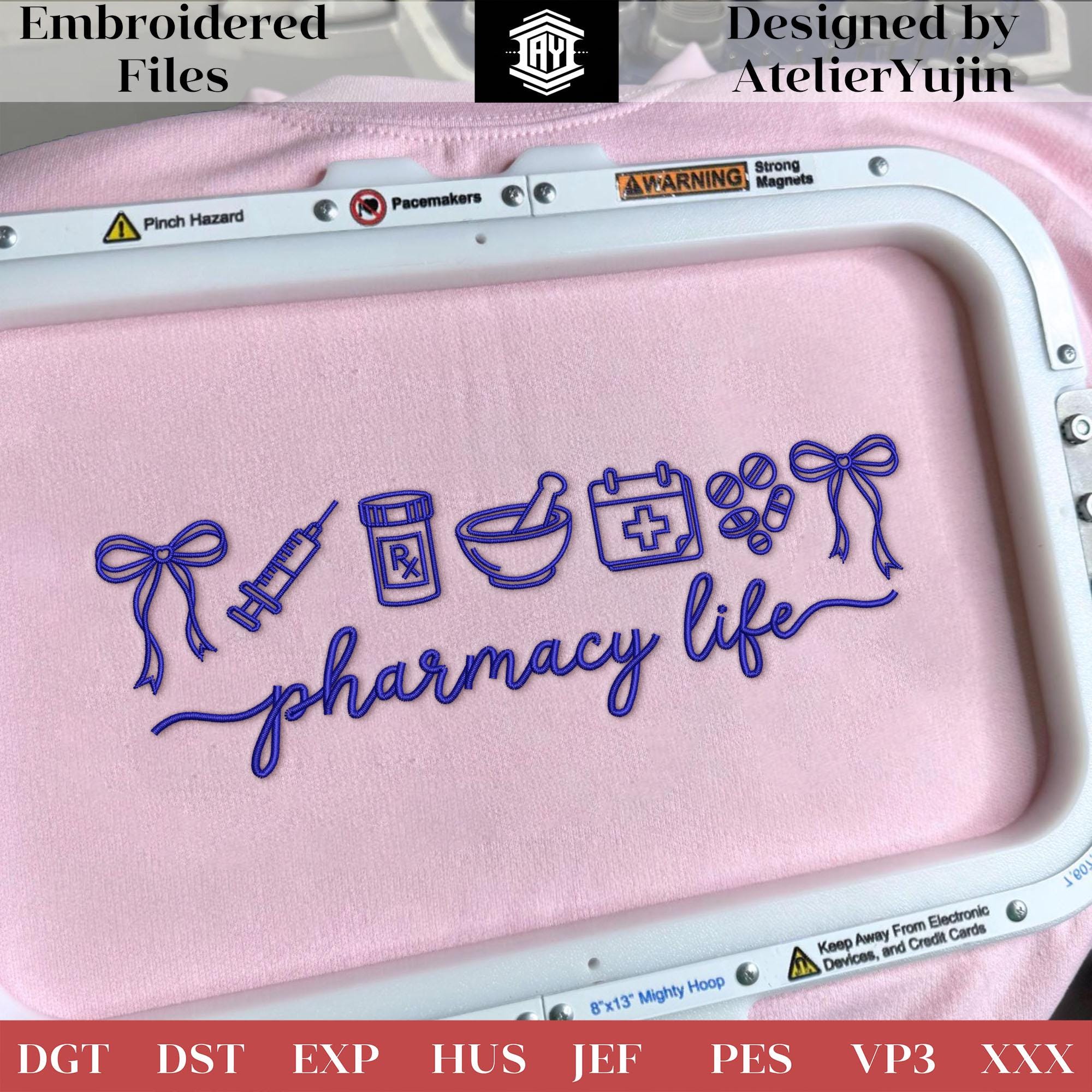 Pharmacy Life Embroidery Design, Pharmacist Embroidery, Medical RX ...