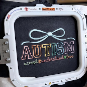 Autism Embroidery Design, Autism Awareness Embroidery File, Accept Understand Love Embroidery, Puzzle Piece Autism Machine Embroidery
