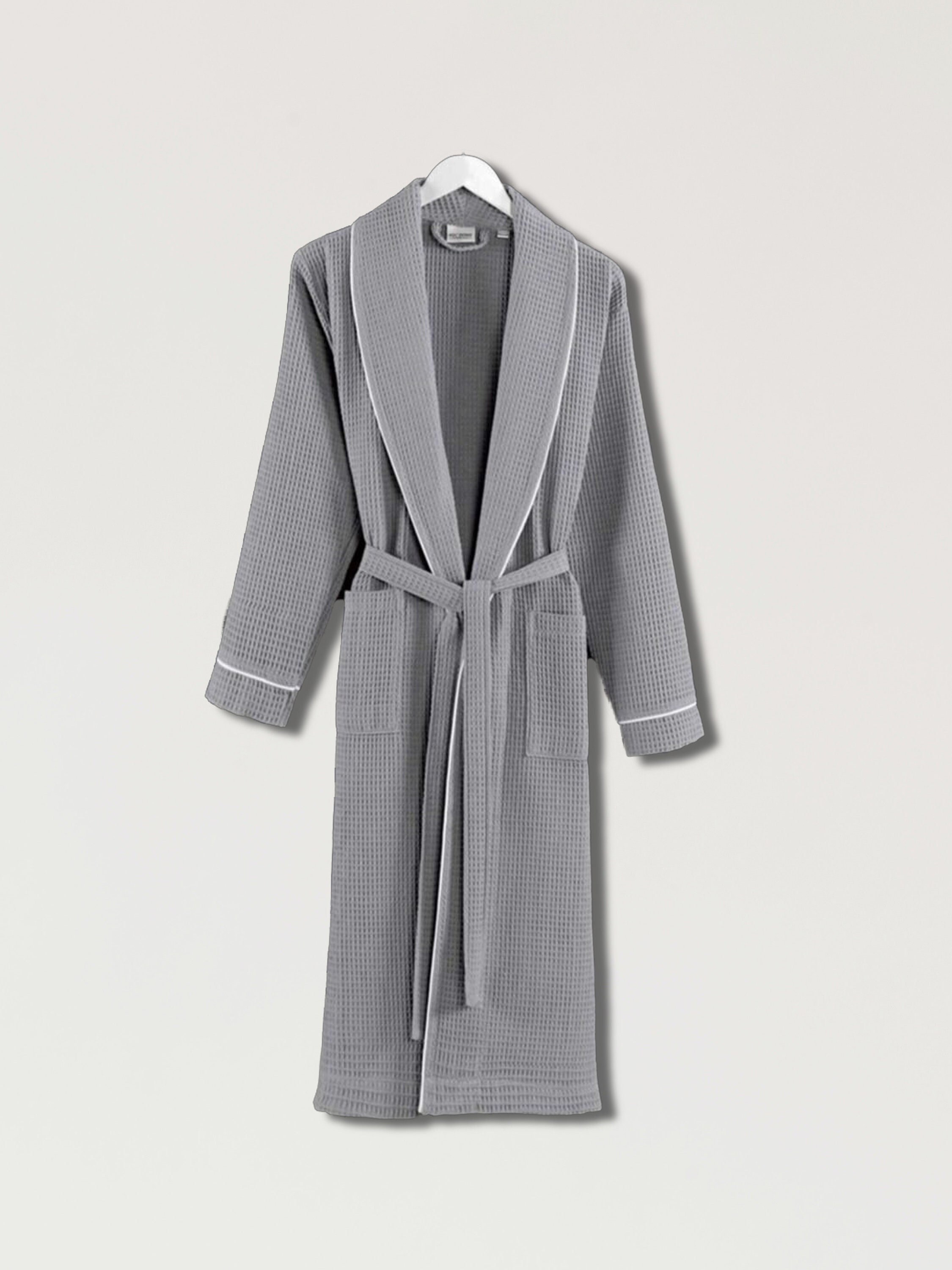 grey cotton dressing gown Grey Pink Brushed Gown – Caro London main image 0