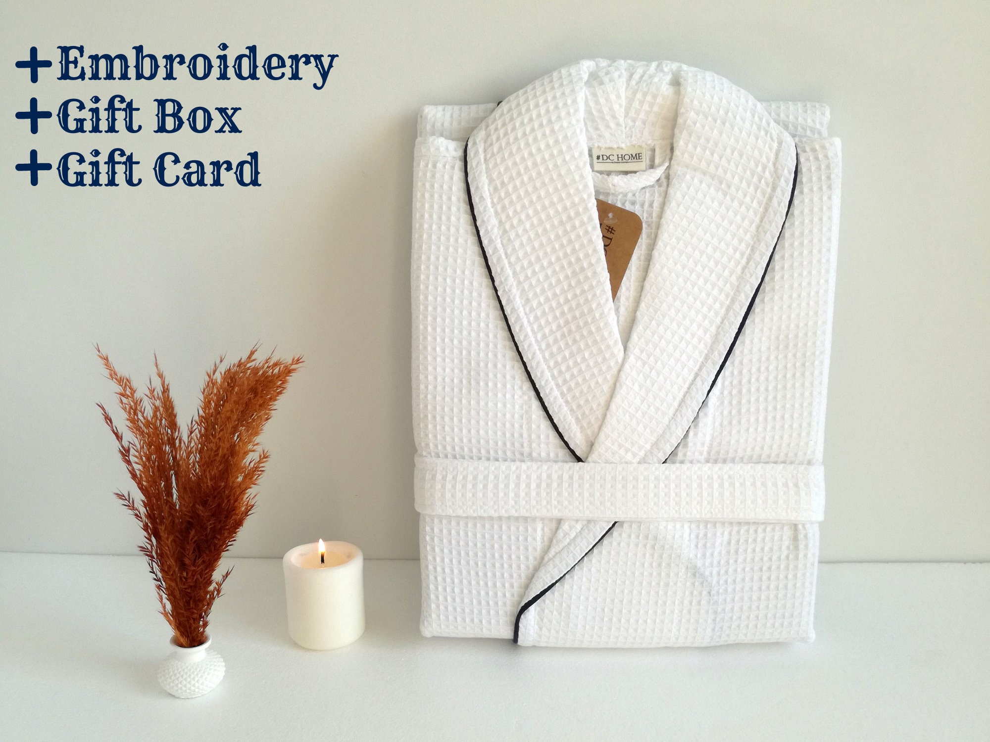 White Custom Waffle Robe With Name Bridal and Bridesmaid Robes ...