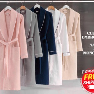 Personalized Waffle Robe Custom Bathrobe Bridesmaid Robes Bridal Robes Embroidered Robe Graduation Gift Anniversary Gift