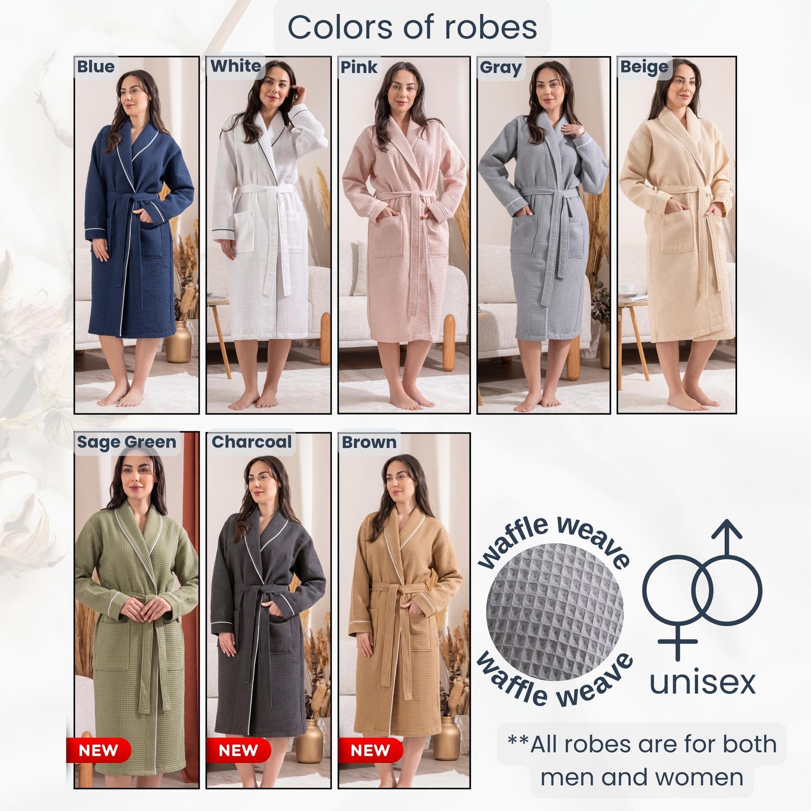 Gray and White Cotton Anniversary Personalized Spa Robe, Matching ...