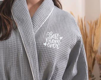 Peignoir Meilleure maman de tous les temps, robe de chambre grise