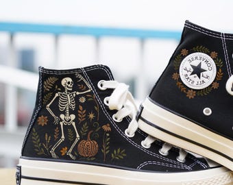 Embroidered Skeleton Converse: Custom Halloween Sneakers