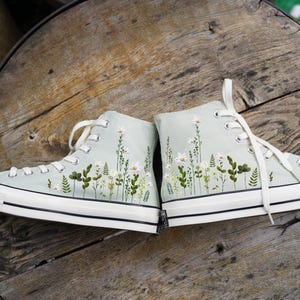 Custom Embroidered Converse Sneakers: Floral Garden Design