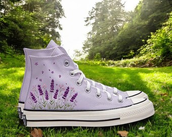 Custom Lavender Embroidered Converse Chuck Taylor Sneakers
