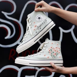 Custom Daisy Embroidered Converse: Floral Heart Chuck Taylor
