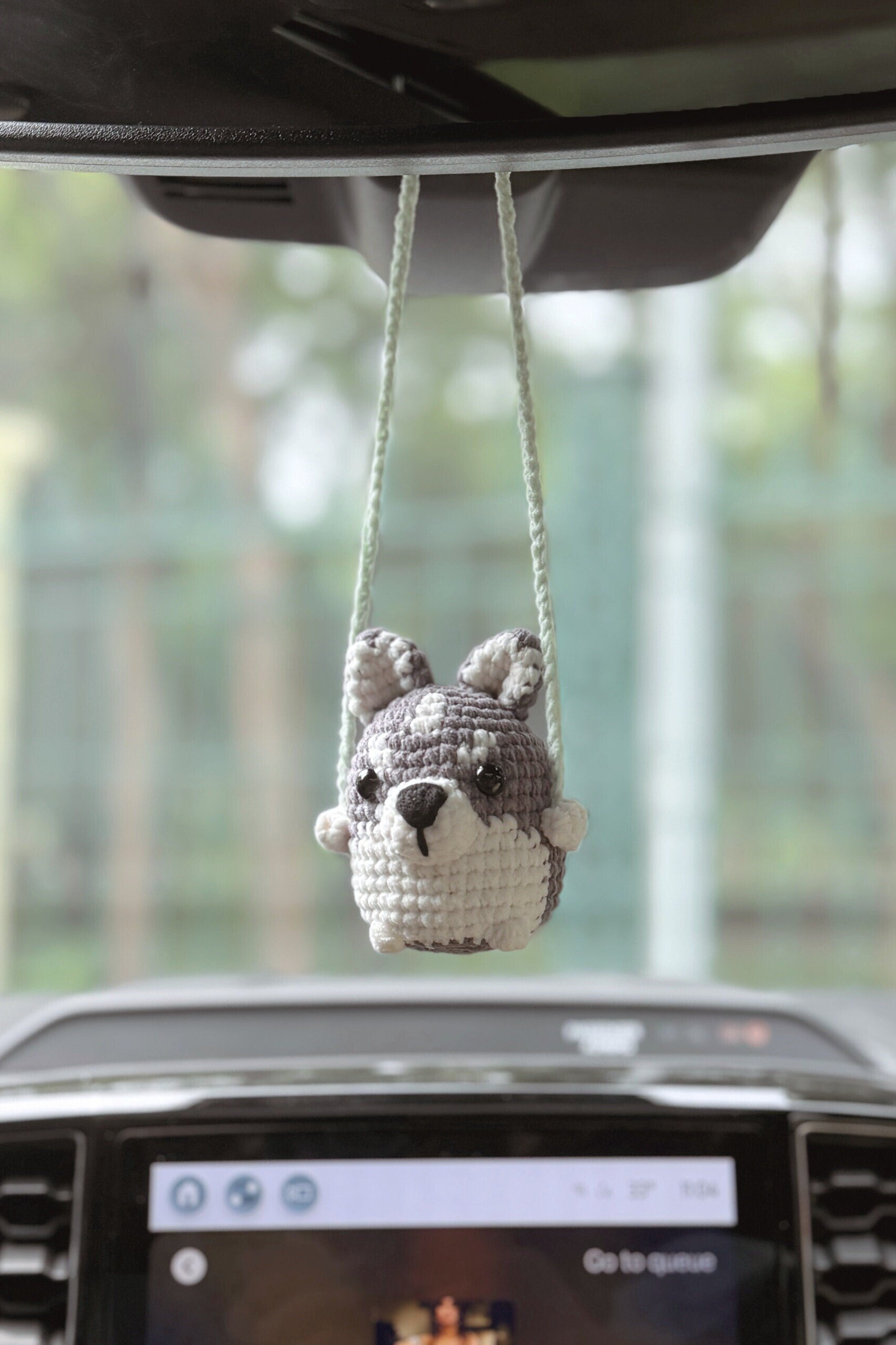 39 Husky Crochet Patterns for Plushies, Loveys, Cup Cozies, and Handmade Gifts 7 Husky Car Hanger Crochet Pattern: Amigurumi Doll (