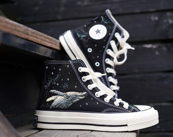 Embroidered Whale Converse: Custom Whale Sneakers, Ocean Embroidery