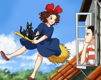 Custom Anime Portrait, Ghibli Style Drawing (Digital File)