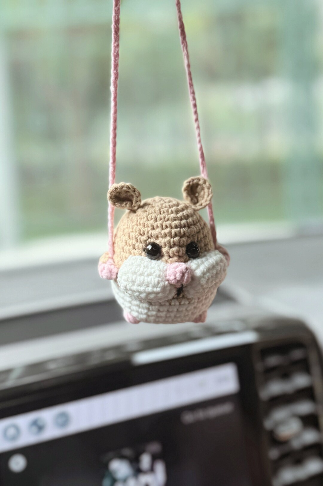Image showcasing Hamster Car Hanger Crochet Pattern, Cute Hamster Hanging Doll Decor ...
