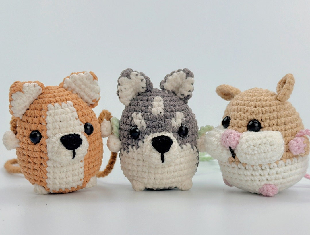 Photo inspiration: Visual Reference: 3 Crochet Pattern Corgi Husky Hamster Car Hanger Crochet Pattern