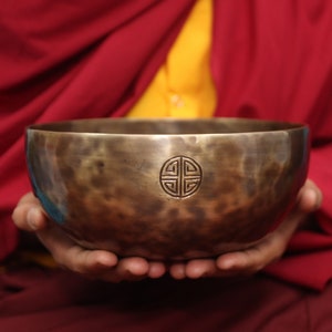 Spiritual 9 inches Full Moon Singing Bowl From Nepal-Meditation Bowl-Tibetan Singing Bowl- Blessing Bowls