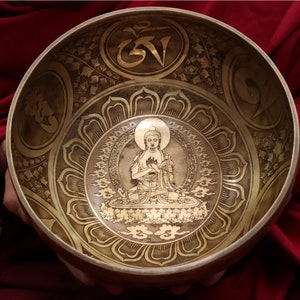 Spiritual 10 inches Special Buddha Carving  Singing Bowl From Nepal-Meditation Bowl-Tibetan Singing Bowl- Blessing Bowls