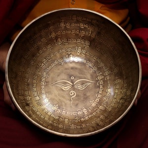 11 inches Special Full Mantra Carving Spiritual Singing Bowl From Nepal-Meditation Bowl-Tibetan Singing Bowl- Blessing Bowls