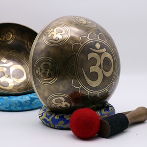 Spiritual 11 inches Special Om Carving Singing Bowl From Nepal-Meditation Bowl-Tibetan Singing Bowl- Blessing Bowls