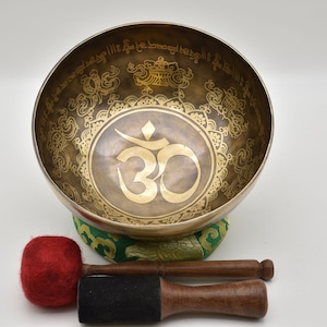 Spiritual 11 inches Special Om  Carving Singing Bowl From Nepal-Meditation Bowl-Tibetan Singing Bowl- Blessing Bowls