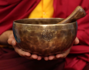 Spiritual 8 inches Full Moon Singing Bowl From Nepal-Meditation Bowl-Tibetan Singing Bowl- Blessing Bowls